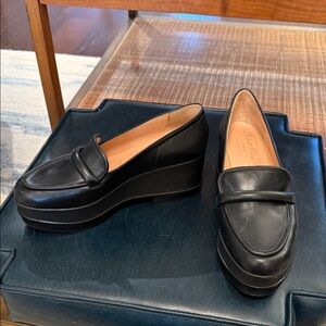 Robert Clergerie Paris Black Leather Platform Loafers
